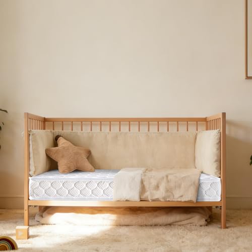 Tiankehan Premium Crib & Toddler Mattress-52"x27.6"x5", 100% Knitted Fabric, Soft Moisture Absorbent & Breathable Crib Mattress, Fits Standard Cribs & Toddler Beds