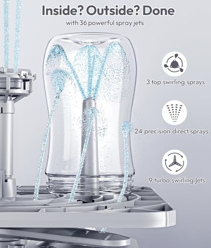 NCVI Large Baby Bottle Washer Sterilizer and Dryer Holds 6 Bottles & Pump Parts, Hospital-Grade Steam Sanitizer for Newborn & Multiple Feedings, Clean Machine for Busy Moms