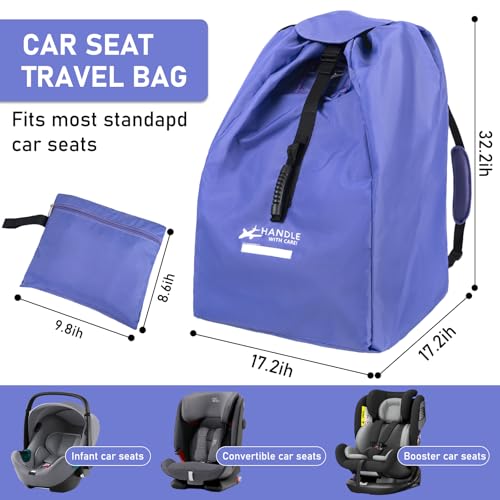 LASUK Car Seat Travel Bag for Airplane - Fits Infant Car Seats, Convertible Car Seats, Booster Seats, Car Seat Bases - for Worry-Saving, Effortless and Safe Travel