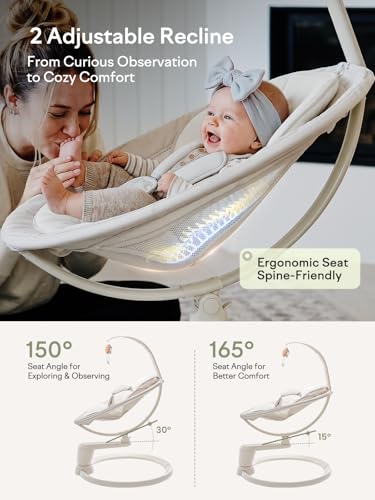 Grownsy Baby Swings for Infants, Dual Motion Side-to-Side & Front-to-Back Baby Swing Rocker with 5 Speeds and Built-in Music, 270° Seat Rotation, 5-Point Harness for Newborn 0-9 Months