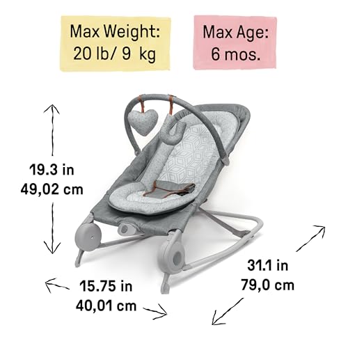 Summer by Ingenuity 2-in-1 Bouncer & Rocker Duo (Heather Gray) Convenient and Portable Rocker and Bouncer for Babies Includes Soft Toys and Soothing Vibrations