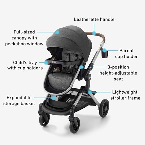 Graco Modes Nest Travel System, 3-in-1 Modular Carseat Stroller Combo, Includes the SnugRide DLX Infant Car Seat and Baby Stroller, Adjustable Slide2Me Car Seat Carrier to Toddler Stroller, Sullivan