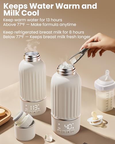 Portable Bottle Warmer for Travel, 2.5 Min Fast Heating for Breast Milk and Formula, Portable Milk Warmer with 10400mAh Long Battery, 17oz Large Capacity, Fast Charging Baby Bottle Warmer