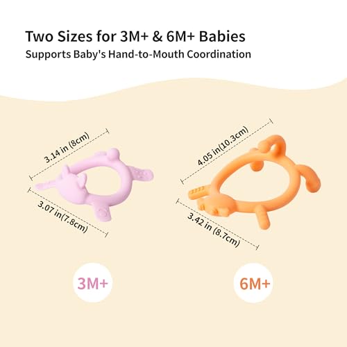 Pigeon Silicone Animal-Shaped Baby Teether, Orange Deer, 6M+, 1 Count – Multi-Textured Teething Relief Toys, Lightweight & Easy to Grasp