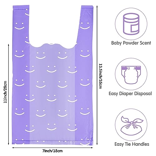 Colarr 1600 Count Baby Disposable Diaper Bags Scented Diaper Sacks with Tie Handle Disposal Trash Sacks Pet Dog Poop Cat Litter Clump Waste Bags Refill(Purple)