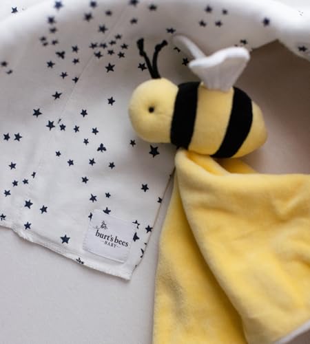Burt's Bees Baby Baby Plush Toy Lovey, Hold Me Bee Stuffed Security Blanket, Infants Comfort Object, Made with Organic Velour Shell with Polyester, Sunshine Color, Size 12x12x3 Inches