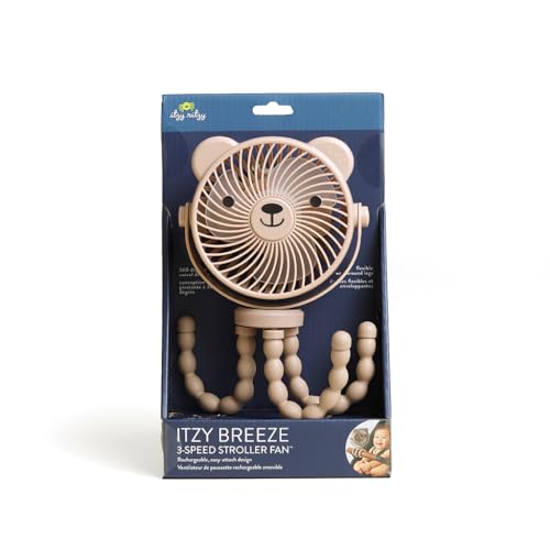 Itzy Ritzy Baby Stroller Fan - Rechargeable Fan Features 360 Degree Swivel, Flexible Wraparound Legs and 3 Speeds (Bear)