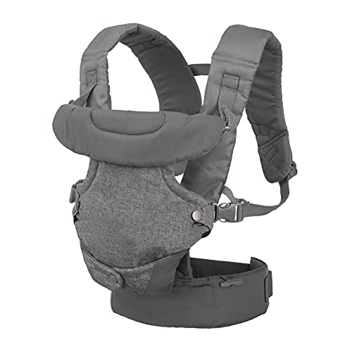 Infantino Flip 4-in-1 Convertible Baby Carrier, Adjustable, Ergonomic Babywearing, Registry Essential, Baby Carrier for Newborn to Toddler, Gray