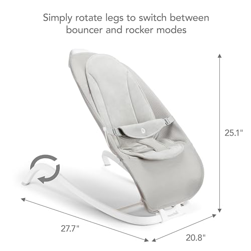 Munchkin® Electric Baby Bouncer & Rocker for Infants, Automatic Baby Rocker Seat with Soothing Sounds, Digital Touch Display, 3 Recline Positions, Grey