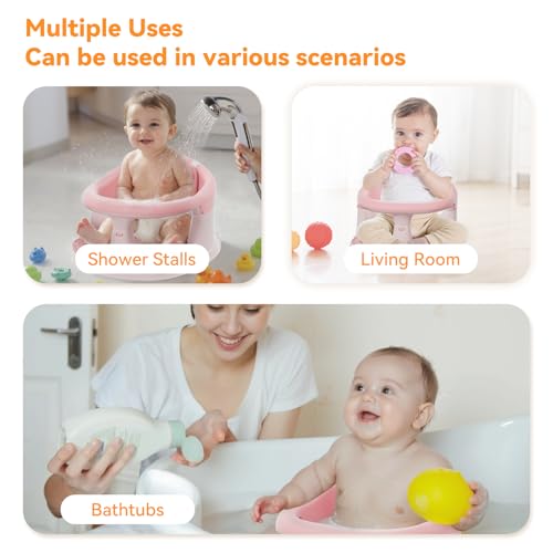 Baby Bath Seat for Babies 6 Months & Up - 360° Protection Bath Seats for Babies Sitting Up | Baby Bath Chair with Temperature Alert & Cushion | Toddler Bath Seat Newborn Infants Baby Bathtub Seat