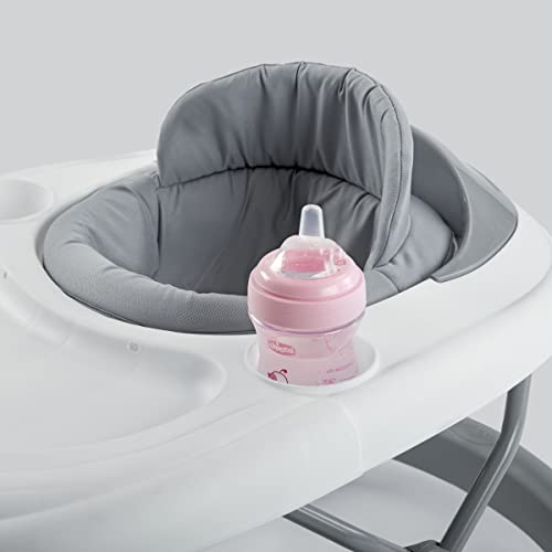 Chicco Mod Walker Foldable Infant Walker, 3 Height Adjustments, BPA-Free Tray with 2 Cup Holders, Brake Pads, for Children up to 26 lbs., Space-Saving Compact Fold, Grey/Grey