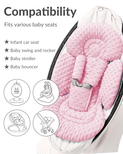 Generic Infant Insert Compatible with Mamaroo Swing & Graco Swing and Infant Car Seat, Newborn Insert Baby Head Body Support, Reversible Design, Breathable Soft Fabric, 1Pcs - Dots, Pink
