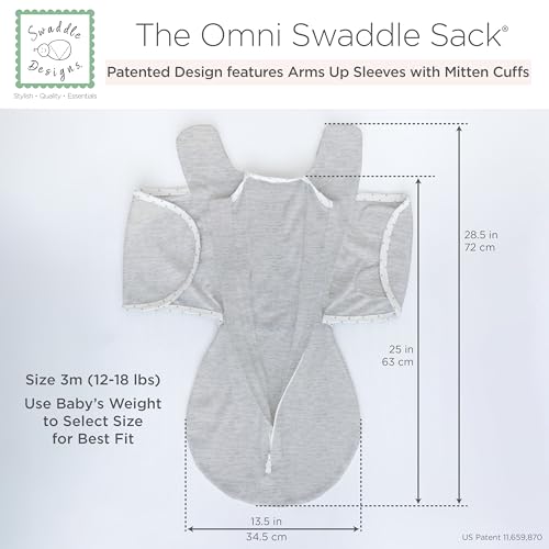 SwaddleDesigns 6-Way Omni Swaddle Sack, Arms Up Swaddle for Newborn, More Options to Calm Startle Reflex, Improves Sleep, Small, 0-3 month, 6-14 lbs, Heathered Gray