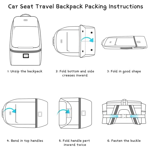 Car Seat Travel Bag,Padded Car Seats Backpack with Steel Cable Handle and Reflective Stripes, Large Durable Carseat Carrier Bag,Airport Gate Check Bag,Infant Seat Travel Bag with Shoulder Strap,Black