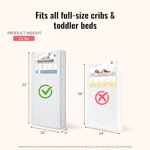 Dream On Me Nap Nest Crib and Toddler Mattress, Dual-Sided - Infants & Toddlers, Waterproof 5” Mattress with 88 Interwoven Coils, 75% Recycled Fiber, GREENGUARD Gold & BSA Certified – Daisy Dreams