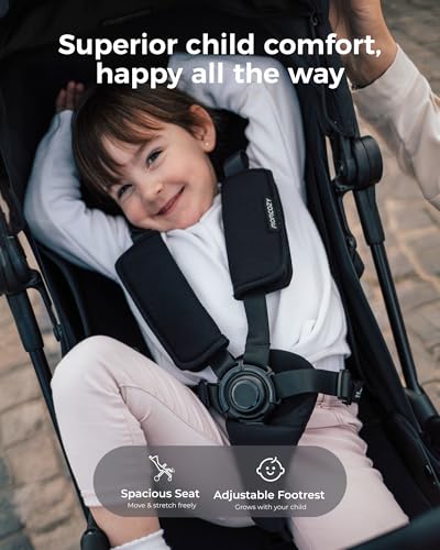 Momcozy Tuckgo Travel Stroller, Carry-On Compatible, Ultra Compact Stroller for Toddler, Reclining Seat, UPF 50+ Canopy, Adjustable Leg Rest, 33L Extra-Large Storage, Stroller Travel Bag Included