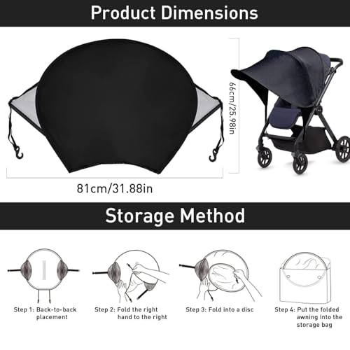 Baby Stroller Sun Shade Sun Protection Shade for Strollers Car Seats Pram Pushchair Buggy Stroller Sunshade Parasol Sun Rain Shades Canopy Cover Awning Anti-UV Toddlers Strollers Canopy Sunshade