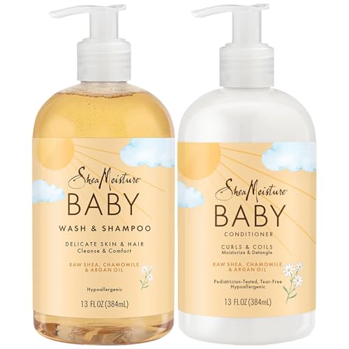 SheaMoisture Baby Body Wash & Shampoo + Curls & Coils Conditioner, 13 Oz Ea