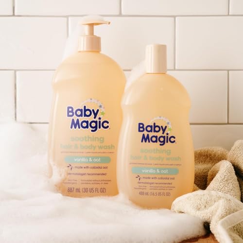 Baby Magic Soothing Hair & Body Wash, Vanilla & Oat, Soothes and Cleanses, Specially Formulated for Baby's Delicate Skin, Tear Free, Hypoallergenic, Dermatologist Recommended, 30 Fl Oz