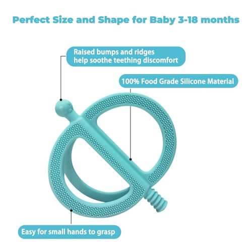 CFTONE Baby Teething Toy, Nipple-Shaped with Easy-Hold Handle, Anti-Choking Design for Teething Relief, Teethers for Babies 0-36 Months, Textured Chewing Toys for Infants Toddlers (Pink+Grey)