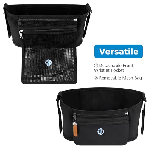 Accmor Universal Stroller Organizer with Detachable Phone Bag and Diaper Pocket, Stroller Bag Caddy Organizer Stroller Accessories for Uppababy, Baby Jogger, Nuna, Doona, Britax Strollers