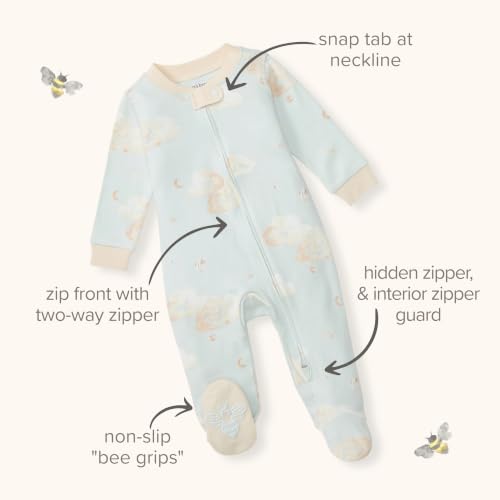 Burt's Bees Baby Boys' Organic Cotton, Sleep and Play Footed Pajamas