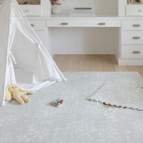 Little Landings Baby Play Mat for Floor - Eden (6x6ft) - Premium EVA Foam Play Mat for Babies & Toddlers (Ages 0-5+) - Non-Toxic Playmat for Tummy Time, Crawling & Playroom - Stylish & Comfortable