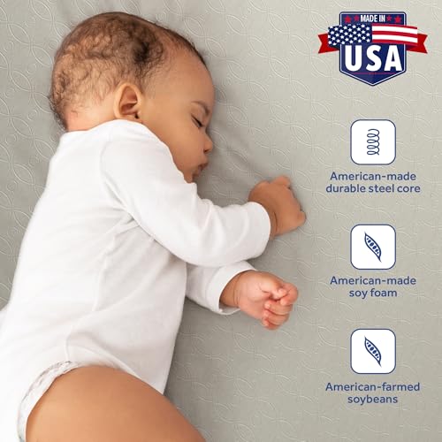 Sealy Baby Posture Perfect Breathable Crib Mattress, GREENGUARD Gold Certified, Made in USA, 2 Stage Hybrid Memory Foam & 150 Premium Coils, Toddler Bed Fit, Safety & Quality Tested, 52x28"
