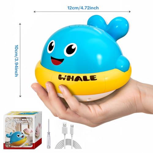 Baby Bath Toys, Light Up Whale Bath Toys for Kids Ages 1-3, Pool Water Toys for Toddlers Bathtub Fountain Toys, Birthday Gifts for 1 2 3 Year Old Boys & Girls