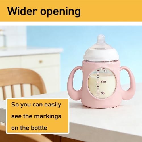 XTSWFC 3Pack Silicone Sleeves for Pigeon Baby Bottles 5.4oz, Anti Breakage Glass Baby Bottle Holder with Handles