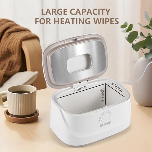 Baby Wipe Warmer, Wipe Warmer and Baby Wet Wipes Dispenser, 3 Temperature Control Large Capacity Wipes Warmer for Babies with Night Light (Pure White)