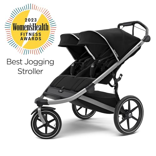 Thule Urban Glide 2 Jogging Stroller, Black/Silver Frame, Double