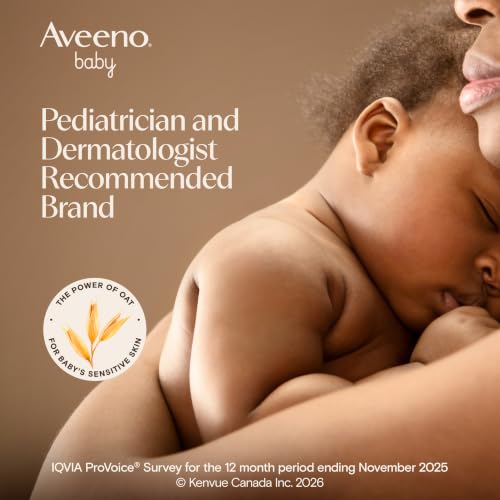 Aveeno Baby Daily Moisture Gentle Baby Body Wash and Shampoo with Oat Extract, 2-in-1 Baby Wash and Hair Shampoo, Tear-Free, Paraben-Free for Sensitive Skin and Hair, Lightly Scented, 18 Fl Oz