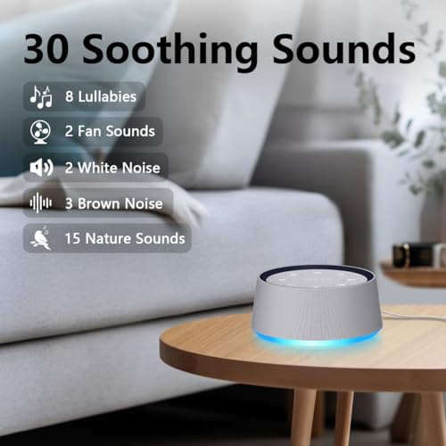 Brown Noise Sound Machine with 30 Soothing Sounds 12 Colors Night Light for Baby Adults Kids Sleep Machine 36 Volume Levels 5 Timers for Home Office