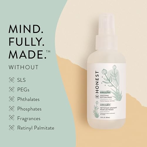 The Honest Company Soothing Baby Bottom Wash | Gently Cleanses + Refreshes | Naturally Derived, Non-Irritating, Made with Aloe | 5 fl oz