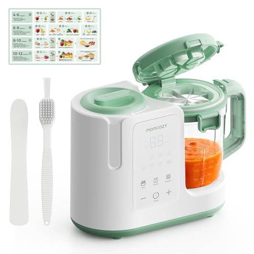 Momcozy AutoMeal Baby Food Maker – One-Step Auto Steam & Blend Food Processor, 15oz Large Cup & 6-Blade Design, Self-Cleaning, Auto 3-Stage Texture Settings for Effortless Homemade Baby Puree
