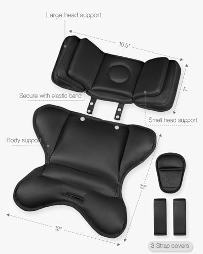 HNHUAMING Infant Car Seat Insert with 2 Headrest for Doona|Graco, Thickened Baby Car Seat Head Support for Newborn, Reveable Baby Car Seat Cushion for Side Impact Protection, Black