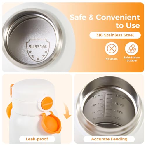 Portable Bottle Warmer for Travel, 12oz Large Capacity Fast Heating, 4 Levels Precise Temperature Control, Long Battery Life, Rechargeable Formula Water Milk Warmer for Car, Airplane & Outdoor Use