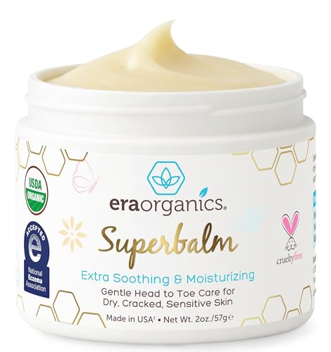 Era Organics Healing Ointment for Babies - USDA Certified Organic Natural Moisturizer Gentle on Sensitive Skin Prone To Baby Eczema, Cradle Cap (Infant Seborrheic Dermatitis), Rashes, Hives 2oz