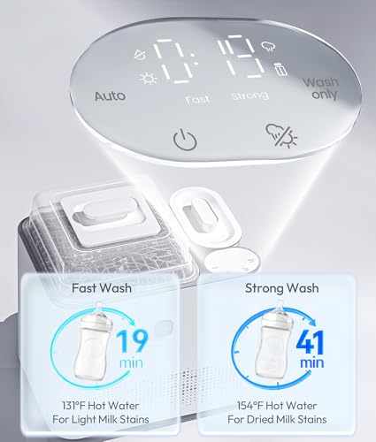 NCVI Large Baby Bottle Washer Sterilizer and Dryer Holds 6 Bottles & Pump Parts, Hospital-Grade Steam Sanitizer for Newborn & Multiple Feedings, Clean Machine for Busy Moms