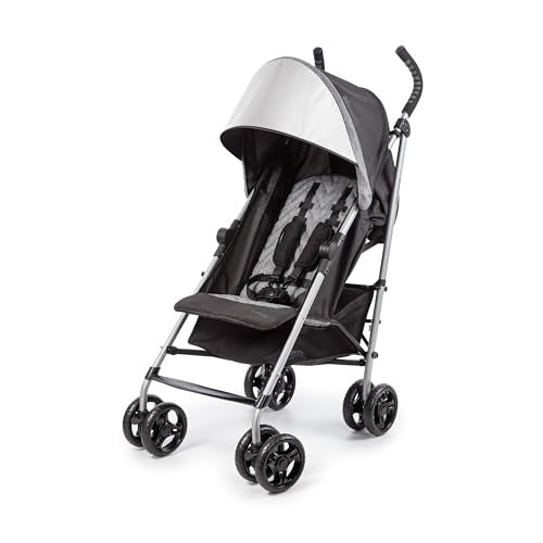 3Dlite ST Convenience Stroller, Black & Gray - Lightweight Stroller with Steel Frame, Large Seat Area, Multi-Position Recline, Large Storage Basket - Infant Stroller for Travel and More