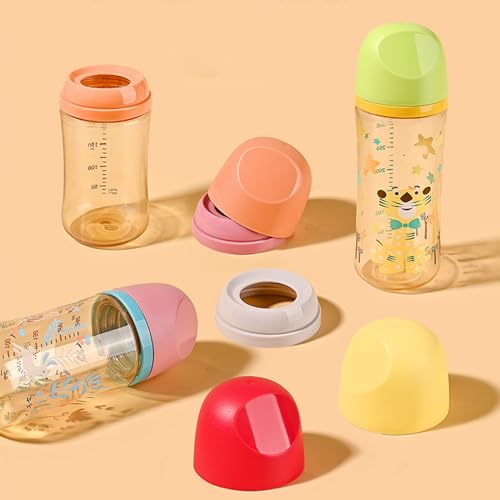 Baby Bottle Replacement Caps Compatible with Pigeon 3rd Generation PPSU/PP/Glass Wide Neck Nursing Bottles, 3 Pack (Sent in Random Color)