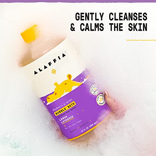 Alaffia Bubble Bath for Babies & Kids, Lemon Lavender 2-Pack – Long-Lasting, Moisture-Rich Bubbles with Shea Butter, 32 Fl Oz Ea