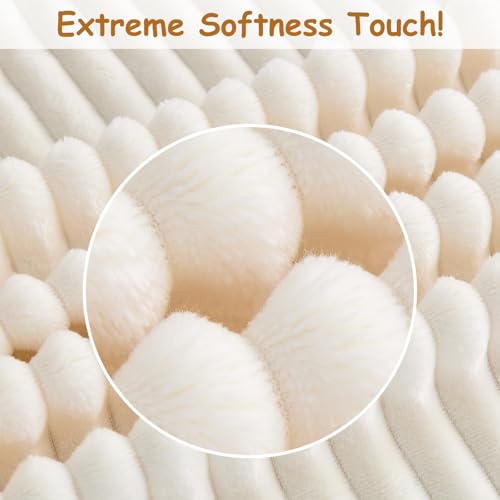 Eonkasp Soft Fleece Baby Blanket Ultra Cozy Baby Blankets for Boys Girls Warm and Lightweight Infant Toddler Newborn Receiving Gift with Reversible Stripes for Crib Stroller, 30x40 Inch, Cream