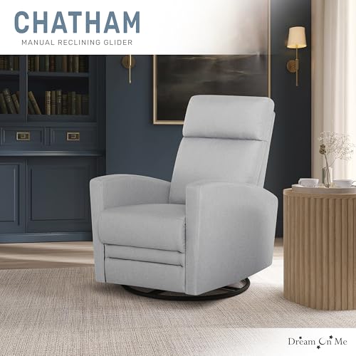 Dream On Me Chatham Basic Nursery Rocking Glider in Grey, 360° Swivel Motion, FSC Certified, Greenguard Gold & JPMA Certified Nursery Glider, Three Rocking Modes Nursery Glider Recliner