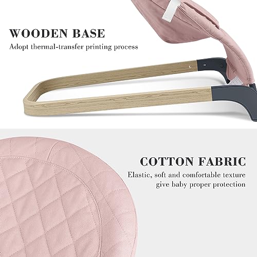 ANGELBLISS Baby Bouncer, Portable Bouncer Seat for Babies, Infants Bouncy Seat with Cotton Fabric, Natural Vibrations (Pink)
