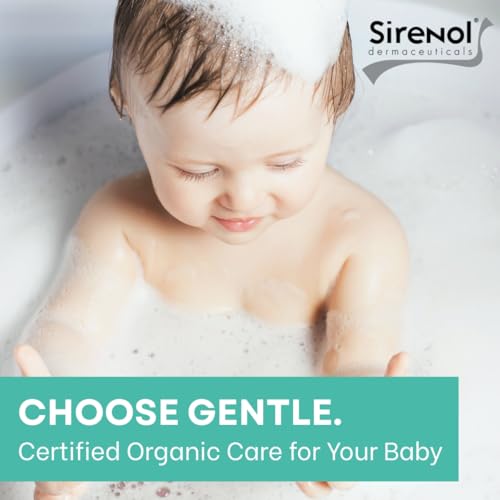 Sirenol Organic Baby Shampoo & Body Wash - Cosmos Certified, Dermatologist Tested, Detangling, Sensitive & Tear-Free Natural Formula, Clean Ingredients, 13.5oz