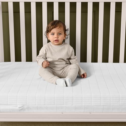 Delta Children Sweet Beginnings Dual Sided Baby Crib Mattress and Toddler Mattress, GREENGUARD Gold and CertiPUR-US Certified, Firm Plant-Based Foam, Waterproof, 5 Year Warranty, Made in USA, White