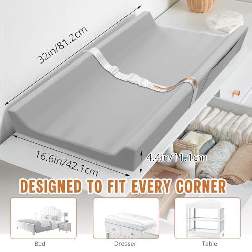 JVEOO Vegan Leather Baby Changing Pad Waterproof & Wipeable with Pockets
