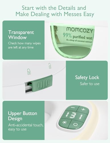 Momcozy Baby Wipe Warmer, Innovative Spring Design, Large Capacity Wipes Dispenser, Fast and Even Heating, 4 Modes of Temperature Heating Control, Diaper Wipe Warmer with Night Light